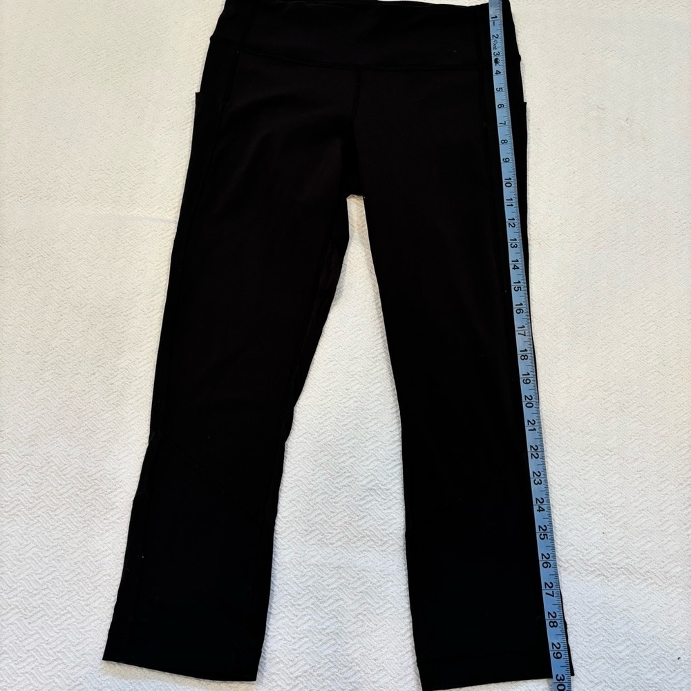 Lululemon Wunder Under Black Crop Leggings Size 6 Mesh Detail Drawstring Pockets - Picture 11 of 13